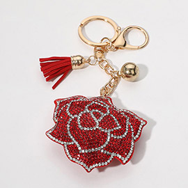 Bling Studded Flower Tassel Keychain