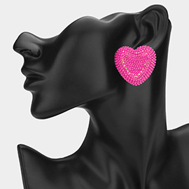 Rhinestone Paved Heart Earrings