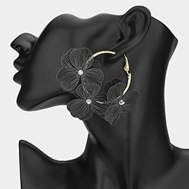 Triple Cutout Flower Hoop Earrings