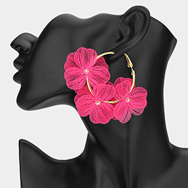 Triple Cutout Flower Hoop Earrings