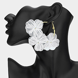 Triple Cutout Flower Hoop Earrings