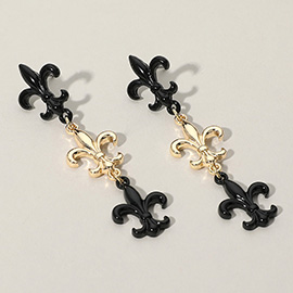 Triple Fleur de Lis Link Dropdown Earrings